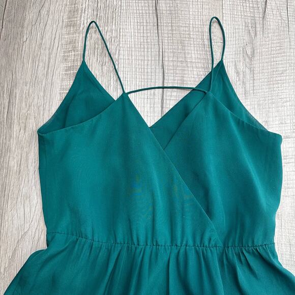 Ann Taylor Loft Evening Dress Womens Petite 2 Green Sleeveless Maxi Back Slit - Picture 8 of 10